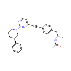 CC(=O)N[C@@H](C)Cc1ccc(C#Cc2ccnc(N3CCC[C@H](c4ccccc4)C3)n2)cc1 ZINC000113412283