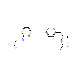 CC(=O)N[C@@H](C)Cc1ccc(C#Cc2ccnc(NCC(F)F)n2)cc1 ZINC000113412277