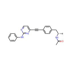 CC(=O)N[C@@H](C)Cc1ccc(C#Cc2ccnc(Nc3ccccc3)n2)cc1 ZINC000113410745