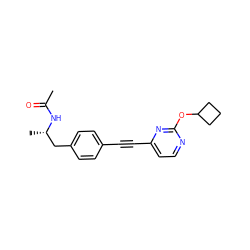 CC(=O)N[C@@H](C)Cc1ccc(C#Cc2ccnc(OC3CCC3)n2)cc1 ZINC000169706363