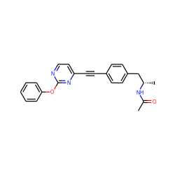 CC(=O)N[C@@H](C)Cc1ccc(C#Cc2ccnc(Oc3ccccc3)n2)cc1 ZINC000113414092