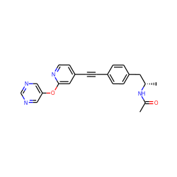 CC(=O)N[C@@H](C)Cc1ccc(C#Cc2ccnc(Oc3cncnc3)c2)cc1 ZINC000113411341