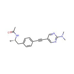 CC(=O)N[C@@H](C)Cc1ccc(C#Cc2cnc(N(C)C)nc2)cc1 ZINC000113413919