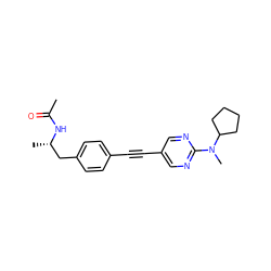 CC(=O)N[C@@H](C)Cc1ccc(C#Cc2cnc(N(C)C3CCCC3)nc2)cc1 ZINC000113409395