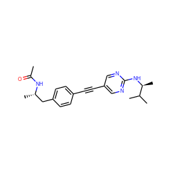 CC(=O)N[C@@H](C)Cc1ccc(C#Cc2cnc(N[C@@H](C)C(C)C)nc2)cc1 ZINC000113412488