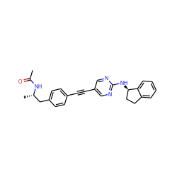 CC(=O)N[C@@H](C)Cc1ccc(C#Cc2cnc(N[C@@H]3CCc4ccccc43)nc2)cc1 ZINC000113413914