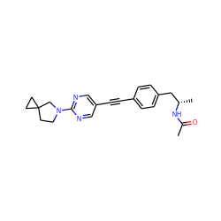 CC(=O)N[C@@H](C)Cc1ccc(C#Cc2cnc(N3CCC4(CC4)C3)nc2)cc1 ZINC000113412419