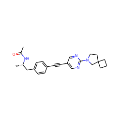 CC(=O)N[C@@H](C)Cc1ccc(C#Cc2cnc(N3CCC4(CCC4)C3)nc2)cc1 ZINC000113412459