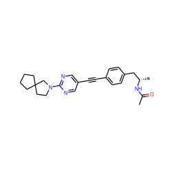 CC(=O)N[C@@H](C)Cc1ccc(C#Cc2cnc(N3CCC4(CCCC4)C3)nc2)cc1 ZINC000113411844