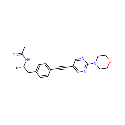 CC(=O)N[C@@H](C)Cc1ccc(C#Cc2cnc(N3CCOCC3)nc2)cc1 ZINC000113409480