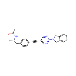 CC(=O)N[C@@H](C)Cc1ccc(C#Cc2cnc(N3Cc4ccccc4C3)nc2)cc1 ZINC000113412380