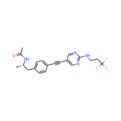 CC(=O)N[C@@H](C)Cc1ccc(C#Cc2cnc(NCCC(F)(F)F)nc2)cc1 ZINC000113411718