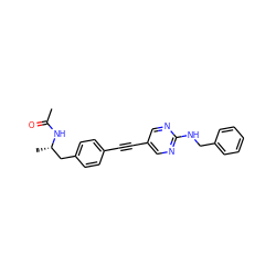 CC(=O)N[C@@H](C)Cc1ccc(C#Cc2cnc(NCc3ccccc3)nc2)cc1 ZINC000113412507