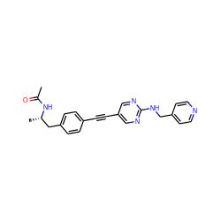 CC(=O)N[C@@H](C)Cc1ccc(C#Cc2cnc(NCc3ccncc3)nc2)cc1 ZINC000113411897