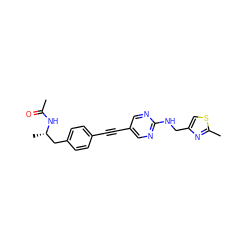 CC(=O)N[C@@H](C)Cc1ccc(C#Cc2cnc(NCc3csc(C)n3)nc2)cc1 ZINC000113412402