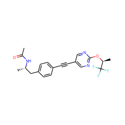 CC(=O)N[C@@H](C)Cc1ccc(C#Cc2cnc(O[C@@H](C)C(F)(F)F)nc2)cc1 ZINC000142352995