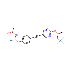 CC(=O)N[C@@H](C)Cc1ccc(C#Cc2cnc(O[C@@H](C)CC(F)(F)F)nc2)cc1 ZINC000169706409