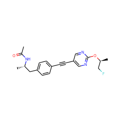 CC(=O)N[C@@H](C)Cc1ccc(C#Cc2cnc(O[C@@H](C)CF)nc2)cc1 ZINC000142353817