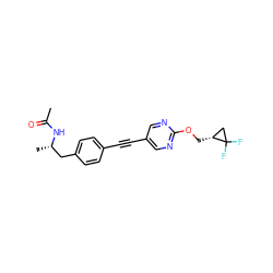 CC(=O)N[C@@H](C)Cc1ccc(C#Cc2cnc(OC[C@@H]3CC3(F)F)nc2)cc1 ZINC000169706417