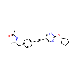 CC(=O)N[C@@H](C)Cc1ccc(C#Cc2cnc(OC3CCCC3)nc2)cc1 ZINC000113236879