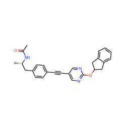 CC(=O)N[C@@H](C)Cc1ccc(C#Cc2cnc(OC3Cc4ccccc4C3)nc2)cc1 ZINC000113414057