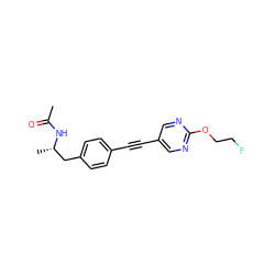 CC(=O)N[C@@H](C)Cc1ccc(C#Cc2cnc(OCCF)nc2)cc1 ZINC000113412335