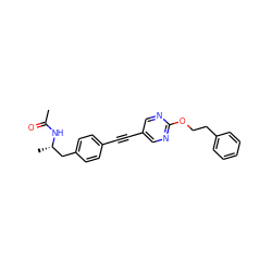 CC(=O)N[C@@H](C)Cc1ccc(C#Cc2cnc(OCCc3ccccc3)nc2)cc1 ZINC000113412342