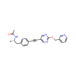 CC(=O)N[C@@H](C)Cc1ccc(C#Cc2cnc(OCc3cccnc3)nc2)cc1 ZINC000113414080