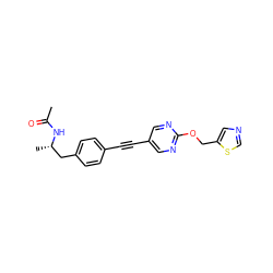 CC(=O)N[C@@H](C)Cc1ccc(C#Cc2cnc(OCc3cncs3)nc2)cc1 ZINC000169706401