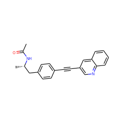 CC(=O)N[C@@H](C)Cc1ccc(C#Cc2cnc3ccccc3c2)cc1 ZINC000169706182