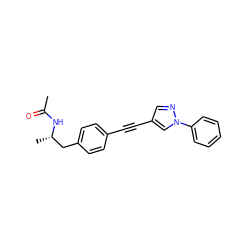 CC(=O)N[C@@H](C)Cc1ccc(C#Cc2cnn(-c3ccccc3)c2)cc1 ZINC000169706194