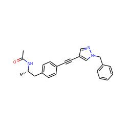 CC(=O)N[C@@H](C)Cc1ccc(C#Cc2cnn(Cc3ccccc3)c2)cc1 ZINC000142342045