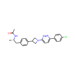 CC(=O)N[C@@H](C)Cc1ccc(C2CN(c3ccc(-c4ccc(Cl)cc4)nn3)C2)cc1 ZINC000149632982