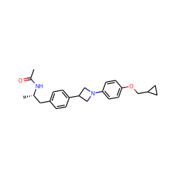 CC(=O)N[C@@H](C)Cc1ccc(C2CN(c3ccc(OCC4CC4)cc3)C2)cc1 ZINC000169700277