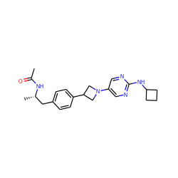 CC(=O)N[C@@H](C)Cc1ccc(C2CN(c3cnc(NC4CCC4)nc3)C2)cc1 ZINC000150204967