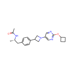 CC(=O)N[C@@H](C)Cc1ccc(C2CN(c3cnc(OC4CCC4)nc3)C2)cc1 ZINC000149627778