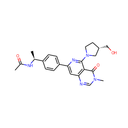 CC(=O)N[C@@H](C)c1ccc(-c2cc3ncn(C)c(=O)c3c(N3CC[C@H](CO)C3)n2)cc1 ZINC000143399351