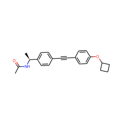 CC(=O)N[C@@H](C)c1ccc(C#Cc2ccc(OC3CCC3)cc2)cc1 ZINC000113409641