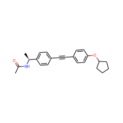 CC(=O)N[C@@H](C)c1ccc(C#Cc2ccc(OC3CCCC3)cc2)cc1 ZINC000169706143