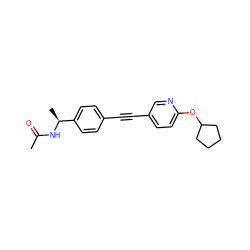 CC(=O)N[C@@H](C)c1ccc(C#Cc2ccc(OC3CCCC3)nc2)cc1 ZINC000169706129