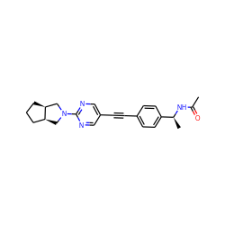 CC(=O)N[C@@H](C)c1ccc(C#Cc2cnc(N3C[C@H]4CCC[C@H]4C3)nc2)cc1 ZINC000142364284