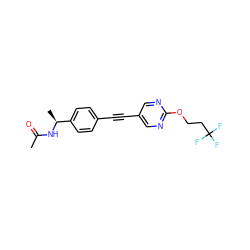 CC(=O)N[C@@H](C)c1ccc(C#Cc2cnc(OCCC(F)(F)F)nc2)cc1 ZINC000142357604