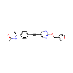 CC(=O)N[C@@H](C)c1ccc(C#Cc2cnc(OCc3ccoc3)nc2)cc1 ZINC000142356947