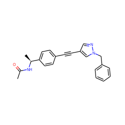 CC(=O)N[C@@H](C)c1ccc(C#Cc2cnn(Cc3ccccc3)c2)cc1 ZINC000169706230