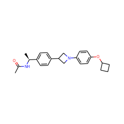 CC(=O)N[C@@H](C)c1ccc(C2CN(c3ccc(OC4CCC4)cc3)C2)cc1 ZINC000149927483