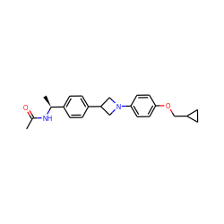 CC(=O)N[C@@H](C)c1ccc(C2CN(c3ccc(OCC4CC4)cc3)C2)cc1 ZINC000149973885