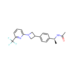 CC(=O)N[C@@H](C)c1ccc(C2CN(c3cccc(C(F)(F)F)n3)C2)cc1 ZINC000149961634