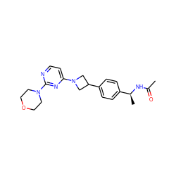 CC(=O)N[C@@H](C)c1ccc(C2CN(c3ccnc(N4CCOCC4)n3)C2)cc1 ZINC000149928129