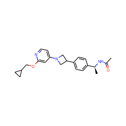 CC(=O)N[C@@H](C)c1ccc(C2CN(c3ccnc(OCC4CC4)c3)C2)cc1 ZINC000149979222