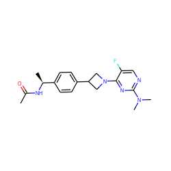 CC(=O)N[C@@H](C)c1ccc(C2CN(c3nc(N(C)C)ncc3F)C2)cc1 ZINC000149971791